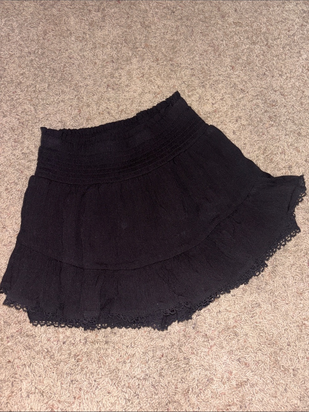 Worn Once Black Tiered Ruffle Mini Skirt